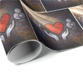 Red Heart with Hands Graffiti On a Brick Wall ラッピングペーパー (ロールコーナー)