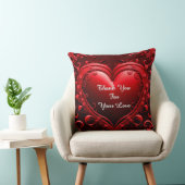 Red Heart With Ornate Floral Frame クッション (椅子)