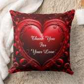 Red Heart With Ornate Floral Frame クッション (ブランケット)