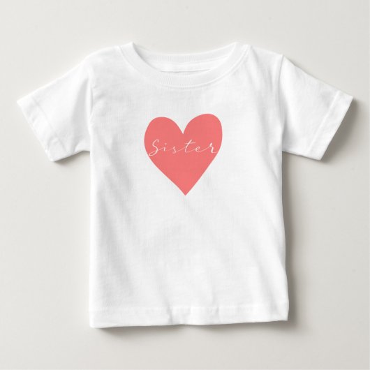 Red heart with text Sister ベビーTシャツ (正面)