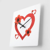 Red Heart Wood Sign, Minimalist Style. スクエア壁時計 (傾斜)