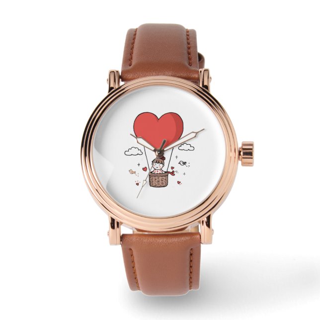 Red Heart Wristwatch – Valentine’s Day Gift for Lo 腕時計 (正面)