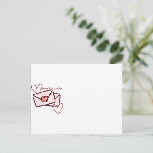 Red Hearth Happy Valentine's Day ポストカード (スタンド正面)