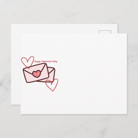 Red Hearth Happy Valentine's Day ポストカード (正面/裏面)