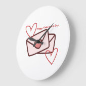 Red Hearth Happy Valentine's Day ラージ壁時計 (傾斜)