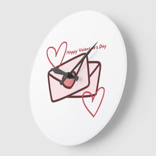 Red Hearth Happy Valentine's Day ラージ壁時計 (傾斜)