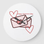 Red Hearth Happy Valentine's Day ラージ壁時計 (正面)