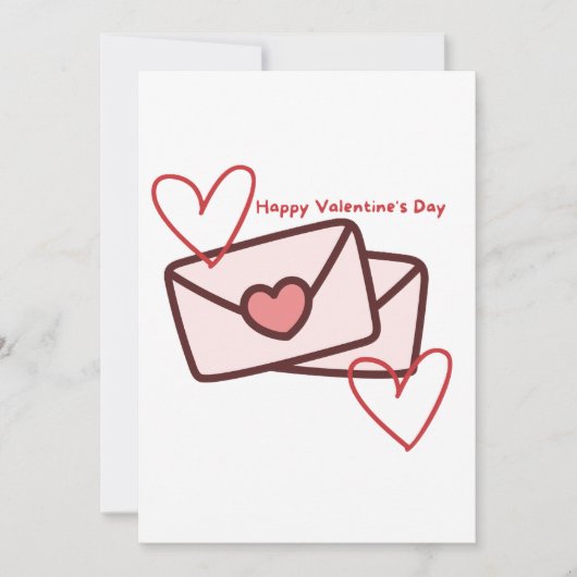 Red Hearth Happy Valentine's Day 招待状 (正面)
