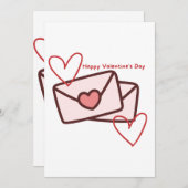 Red Hearth Happy Valentine's Day 招待状 (正面/裏面)