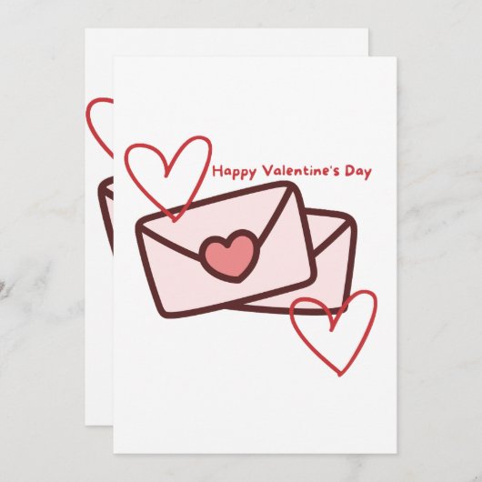 Red Hearth Happy Valentine's Day 招待状 (正面/裏面)