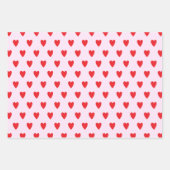 Red Hearts Abstract Hand Drawn Boho Style Pattern ラッピングペーパーシート (正面)