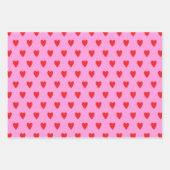 Red Hearts Abstract Hand Drawn Boho Style Pattern ラッピングペーパーシート (正面)