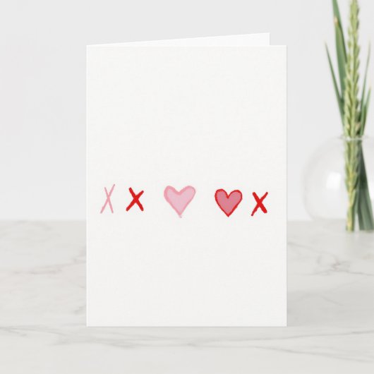 Red Hearts And Xs Love Card カード (正面)