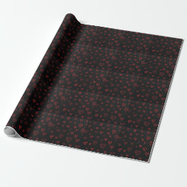 Red Hearts Black paperGift ,Valentines Day  ラッピングペーパー