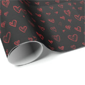 Red Hearts Black paperGift ,Valentines Day  ラッピングペーパー (ロールコーナー)