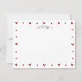 Red Hearts Border Valentines Note Card 招待状 (正面)