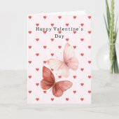 Red Hearts Butterflies Love カード (正面)