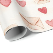 Red Hearts Cream Envelopes Love  ラッピングペーパー (ロールコーナー)