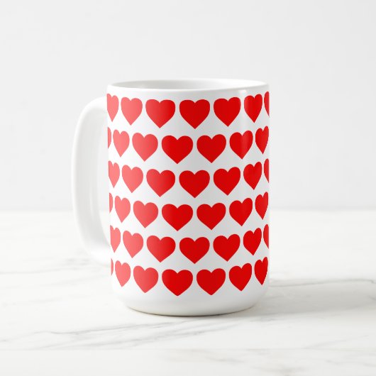 Red Hearts design pattern valentine love コーヒーマグカップ (正面左)