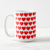 Red Hearts design pattern valentine love コーヒーマグカップ (左)