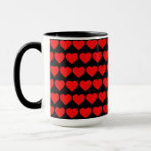 Red Hearts design pattern valentine love マグカップ (左)