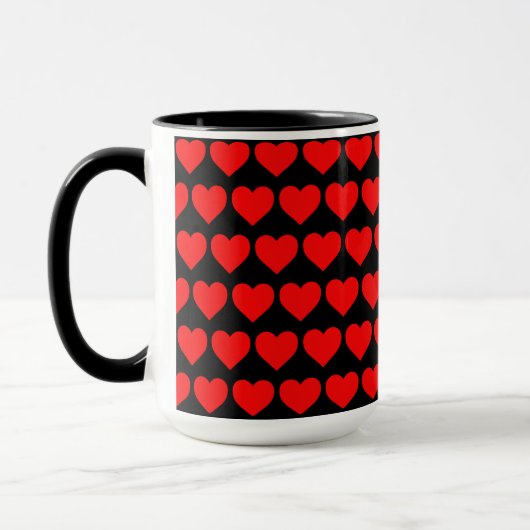 Red Hearts design pattern valentine love マグカップ (左)