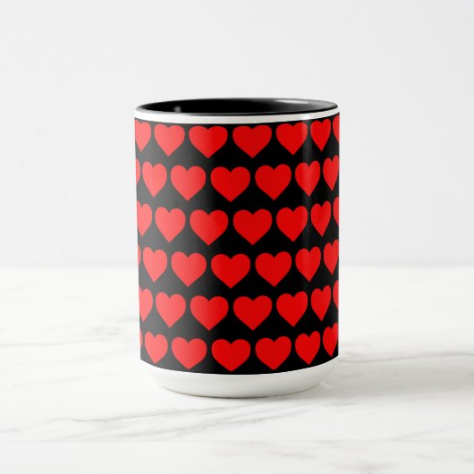 Red Hearts design pattern valentine love マグカップ (中央)