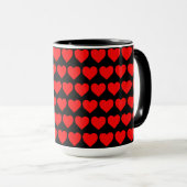 Red Hearts design pattern valentine love マグカップ (正面右)