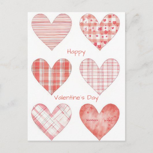 Red Hearts Design Valentine`s Day Card  ポストカード (正面)