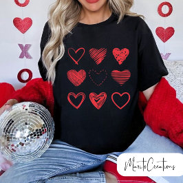 Red Hearts, Doodles of love, Valentine's Day. Tシャツ