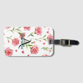 Red Hearts Flowers Monogram Name ラゲッジタグ (正面横)