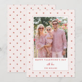 Red Hearts Happy Valentine's Day Photo Card シーズンカード (正面/裏面)