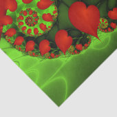 Red Hearts Lime Green Modern Abstract Fractal Art 薄葉紙 (詳細)