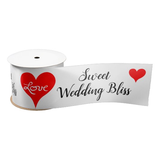 Red Hearts Love Sweet Wedding Bliss 3 INCH サテンリボン (リール)