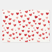Red Hearts Love Valentine's Day Romance ラッピングペーパーシート (正面2)
