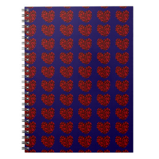 Red Hearts on Blue Spiral Notebook ノートブック