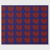 Red Hearts on Blue Wrapping Paper ラッピングペーパー (フラット)