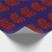 Red Hearts on Blue Wrapping Paper ラッピングペーパー (角)
