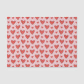 Red Hearts on Pink Child's Coloring Pattern 薄葉紙 (正面)