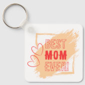 Red Hearts Outline Best Mom Keychain キーホルダー (正面)