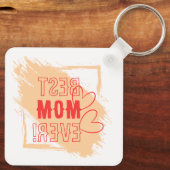 Red Hearts Outline Best Mom Keychain キーホルダー (裏面)