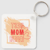 Red Hearts Outline Best Mom Keychain キーホルダー (裏面)