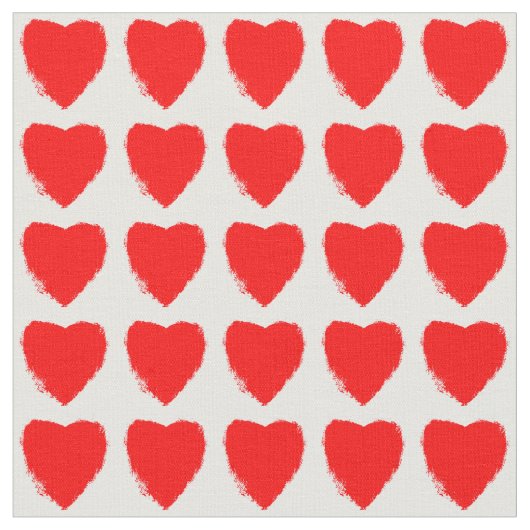 Red Hearts Pattern ファブリック (クローズアップ)