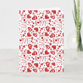 Red Hearts Pattern Love Script Happy Valentine's カード (正面)