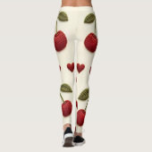 Red Hearts Pattern White Leggings - Romantic Valen レギンス (裏面)