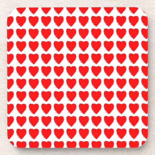 Red Hearts Seamless Pattern コースター (正面)