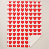 Red Hearts Seamless Pattern シェルパブランケット (正面)