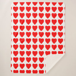 Red Hearts Seamless Pattern シェルパブランケット