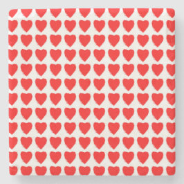 Red Hearts Seamless Pattern ストーンコースター
