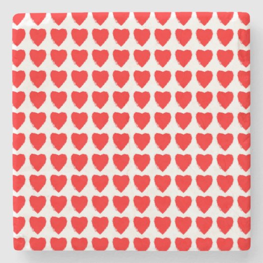 Red Hearts Seamless Pattern ストーンコースター (正面)